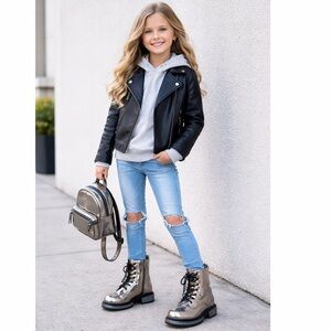 Steve Madden Jwoots Combat Boots Metallic Gunmetal Size 5